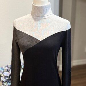 CHICO'S Color Block Turtleneck Sweater